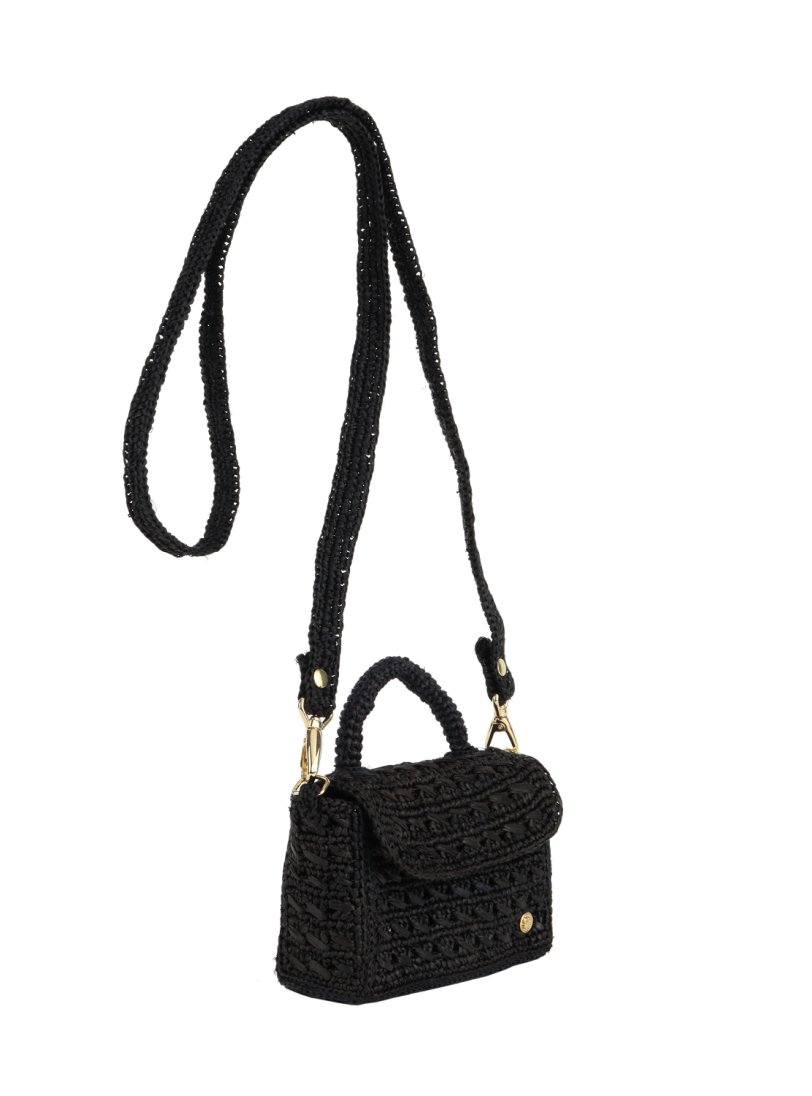 Mini Félicie Black black raffia bag