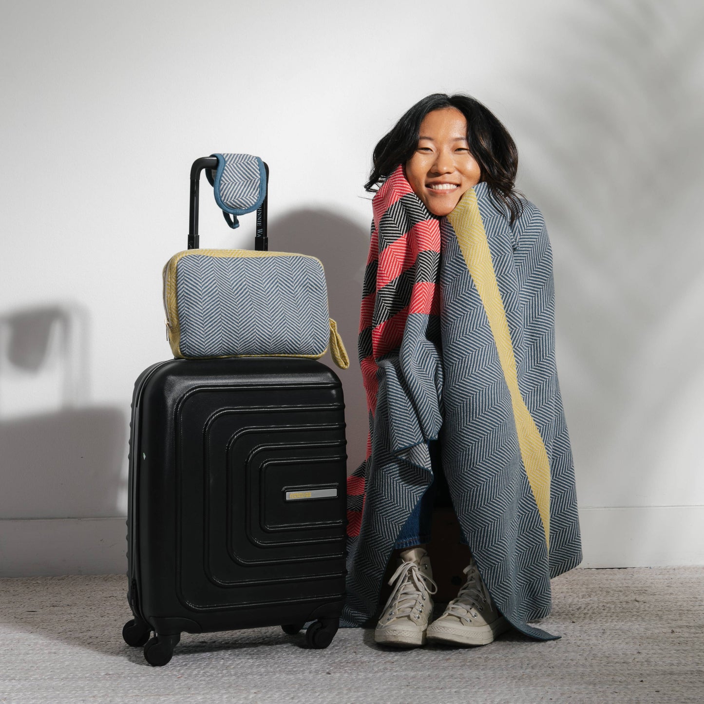Chevron Stripes - Steel Blue/Pale Whisper Travel Set