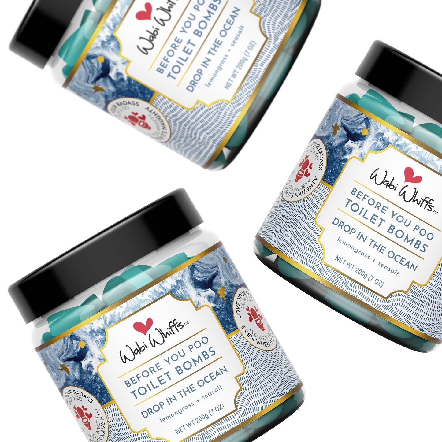 200g Drop In the Ocean Fizzing Toilet Love Bombs