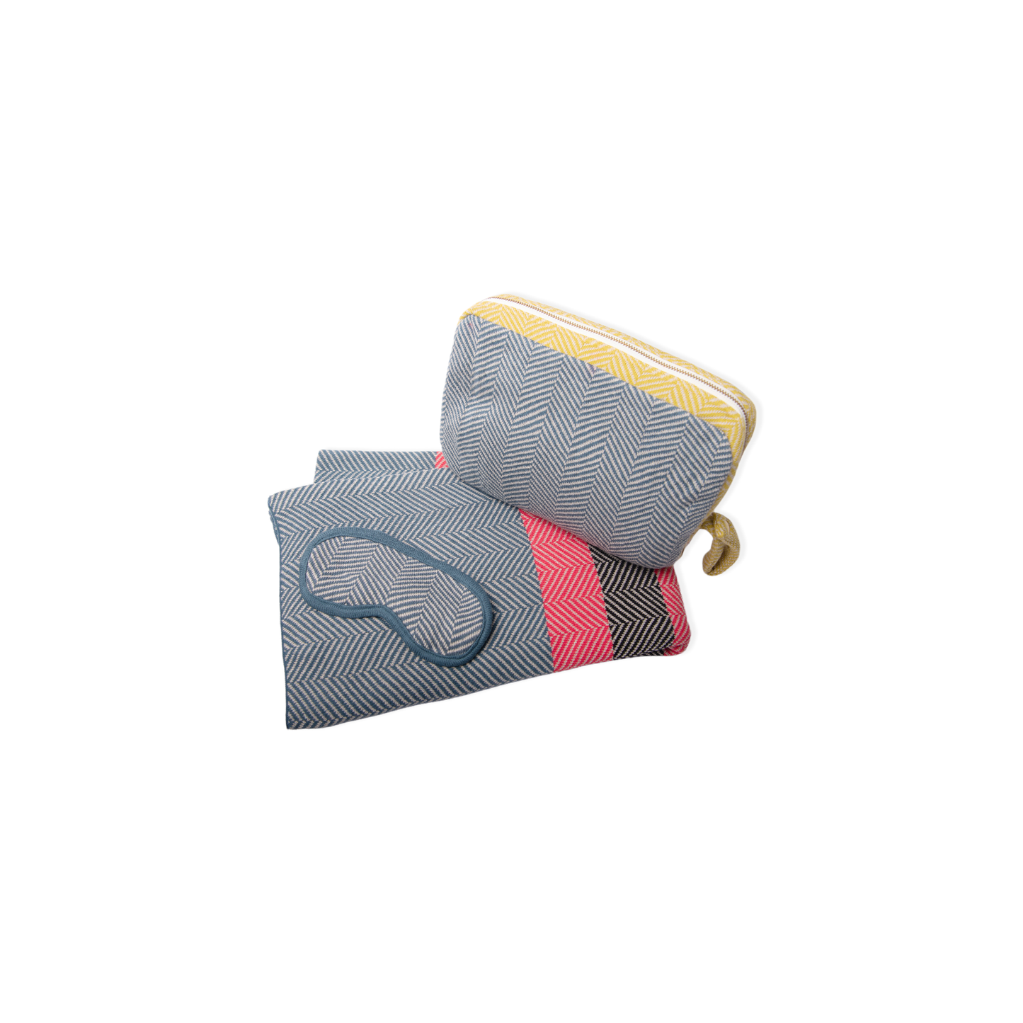 Chevron Stripes - Steel Blue/Pale Whisper Travel Set