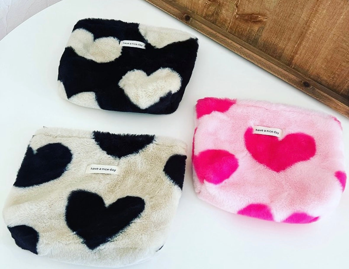 Fuzzy Heart Pouch