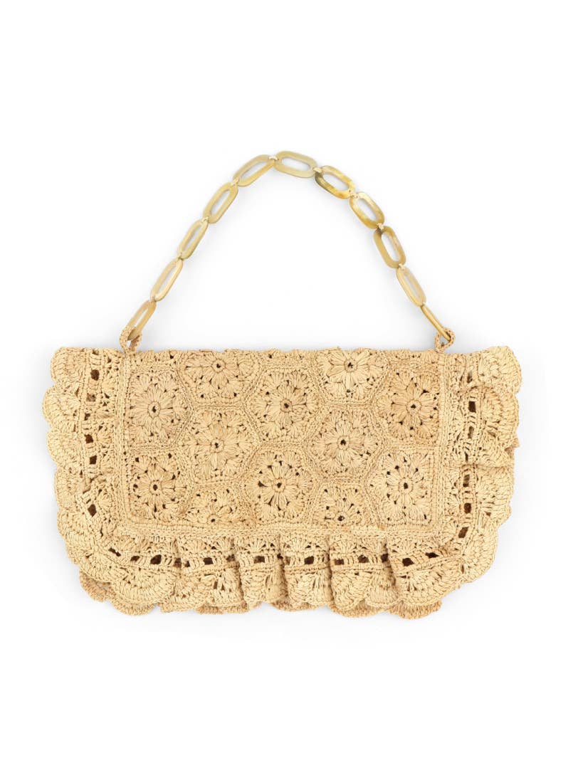 Hanaé raffia pouch