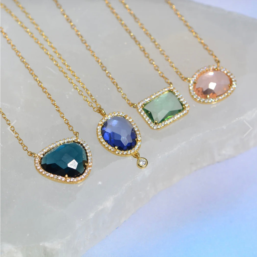 ATIENA - LAB CREATED RECTANGLE GEMSTONE NECKLACE