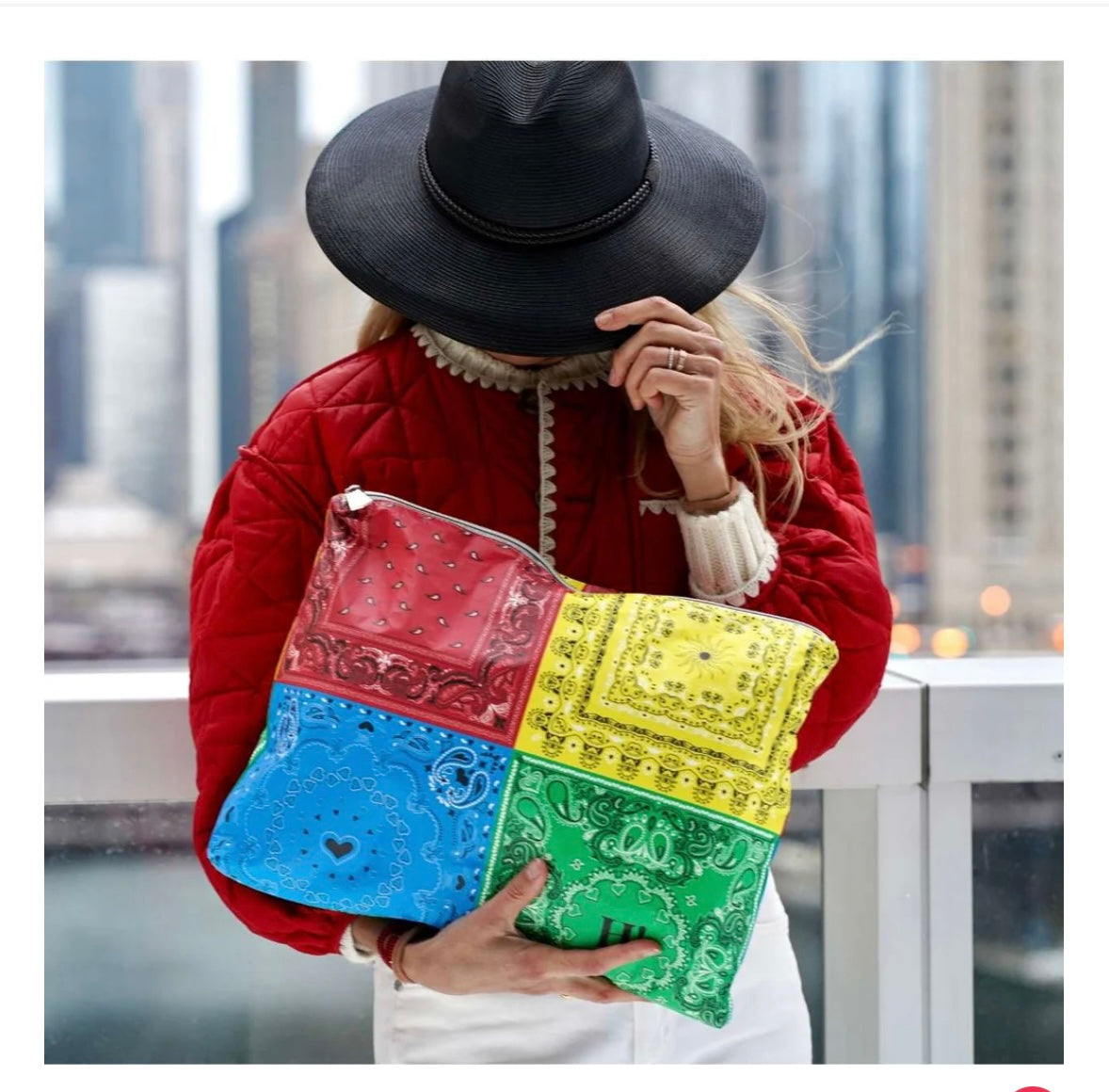 Jumbo Zipper Pouch in Multi-Color Bandana Print
