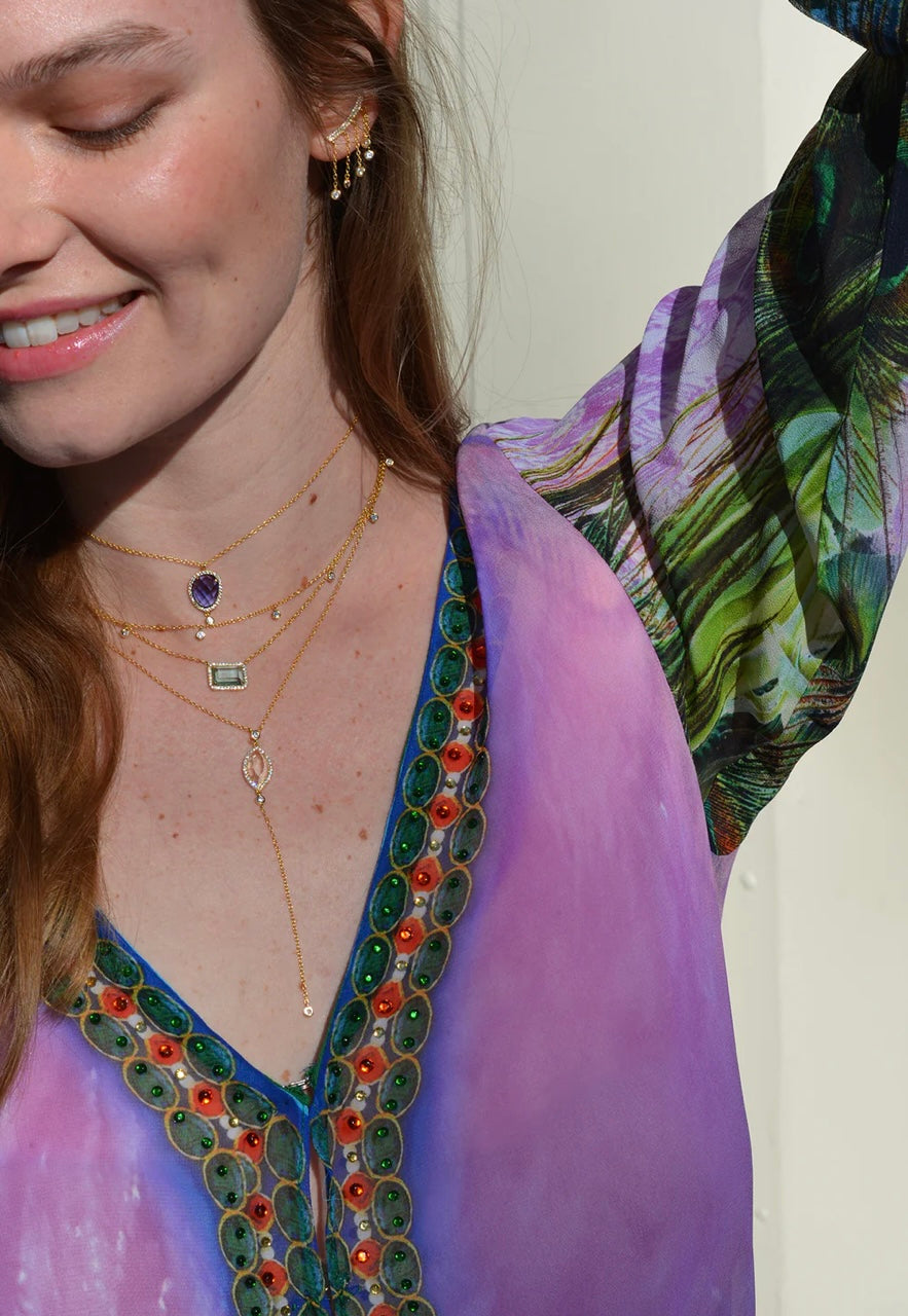 ATIENA - LAB CREATED RECTANGLE GEMSTONE NECKLACE