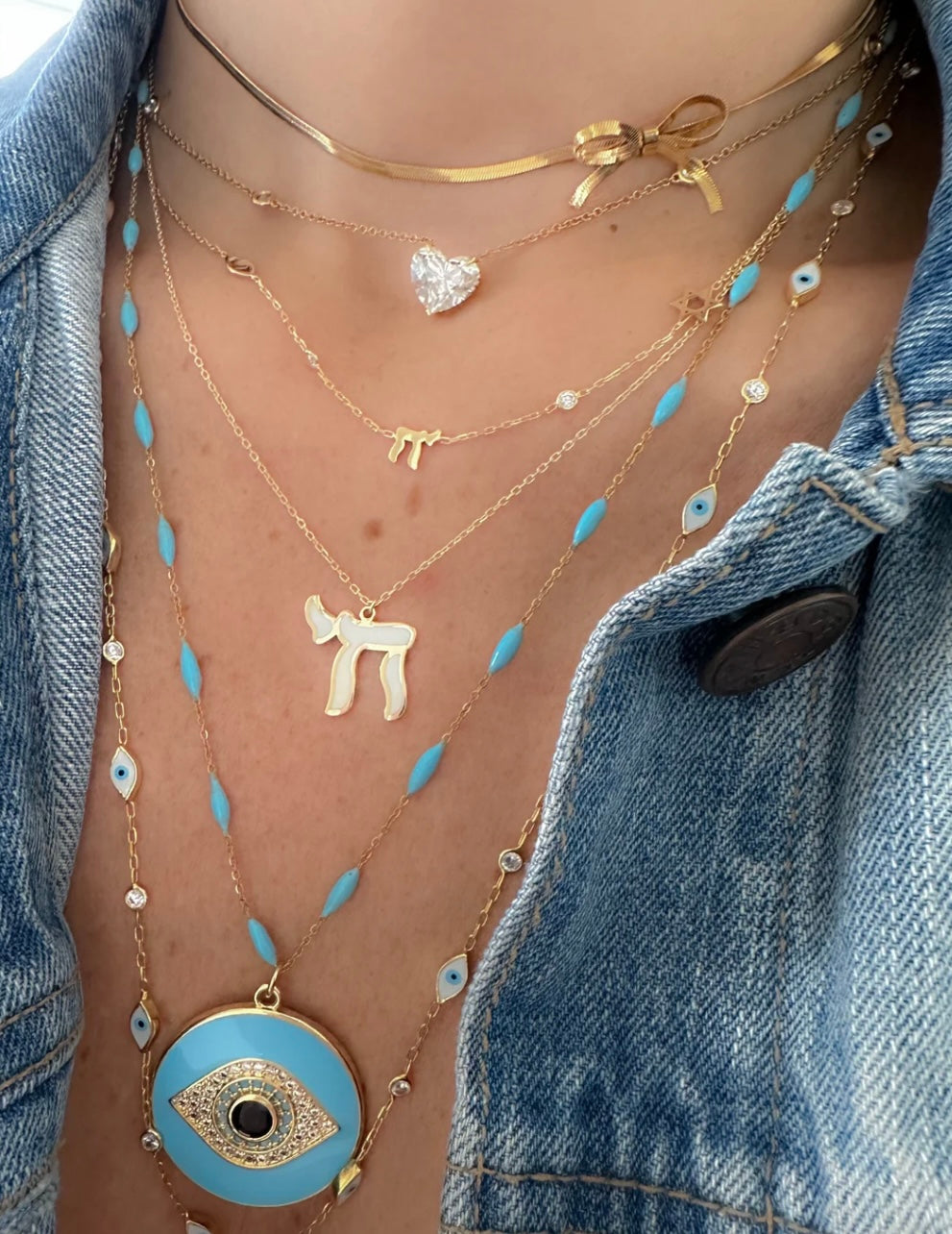 Lucky חי Chai Charms Necklace Gold