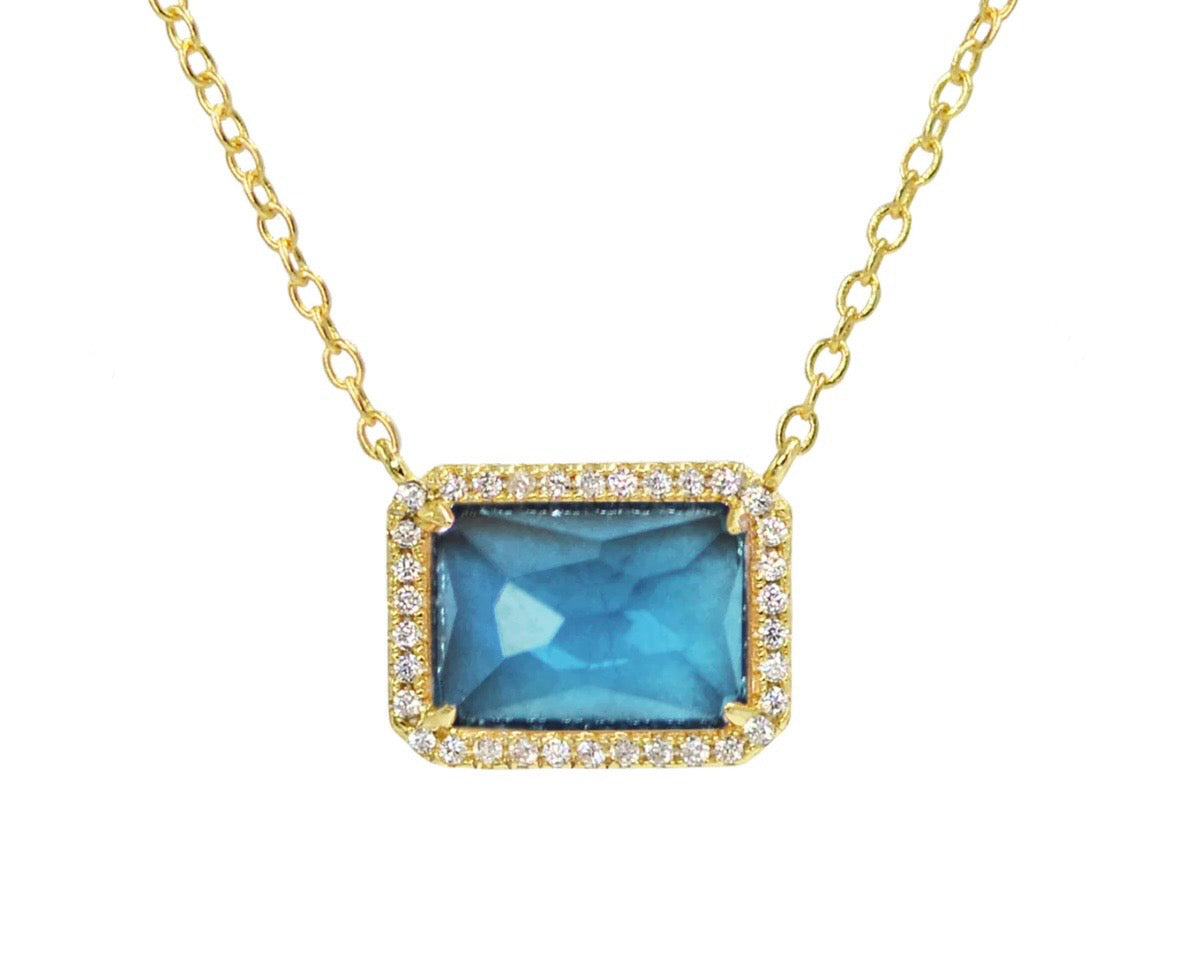 ATIENA - LAB CREATED RECTANGLE GEMSTONE NECKLACE
