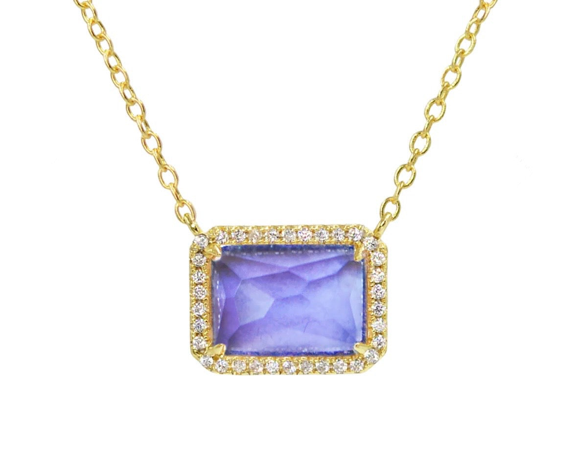 ATIENA - LAB CREATED RECTANGLE GEMSTONE NECKLACE