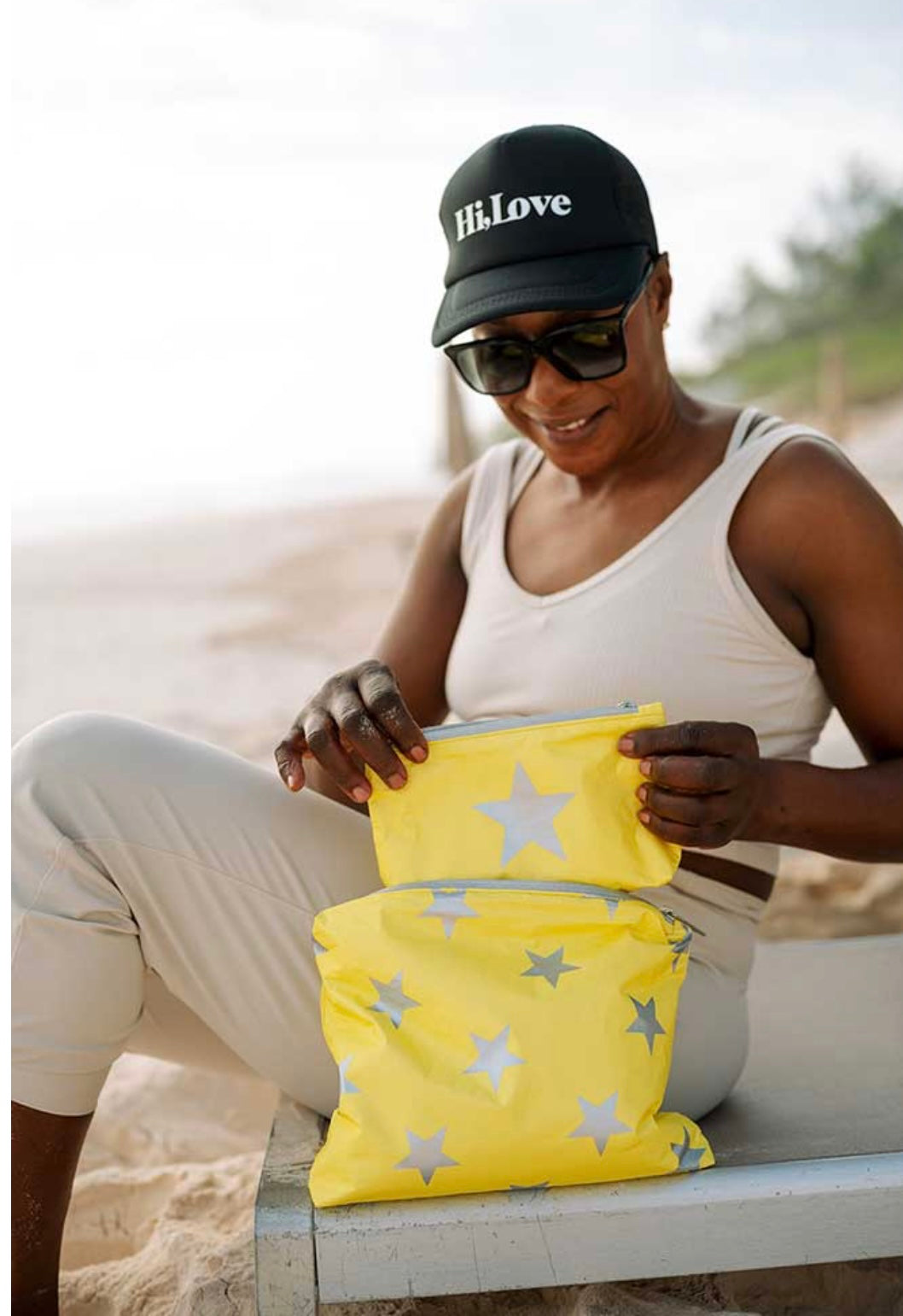 Set of Two - Organizational Packs - Lemon Yellow with Multi Silver Stars