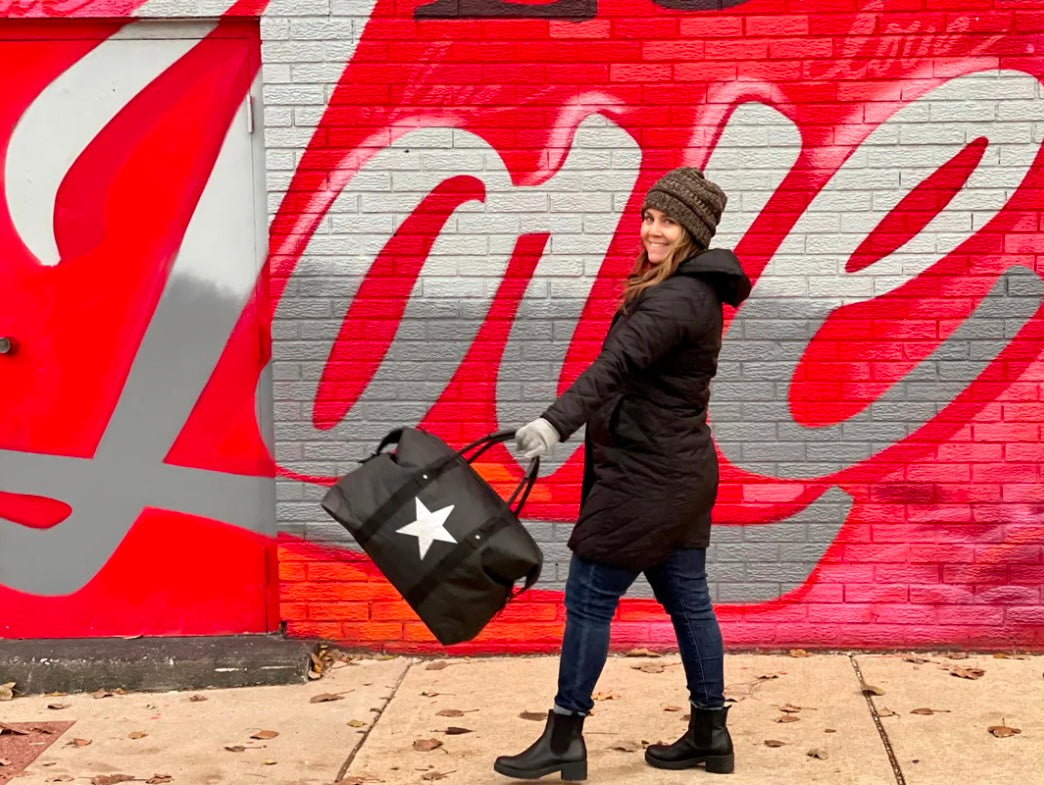The Weekender Bag in Black with Silver Star