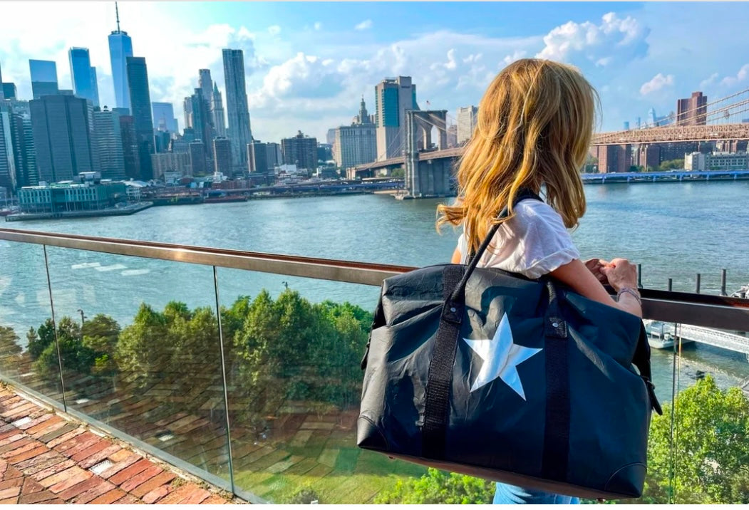 The Weekender Bag in Black with Silver Star
