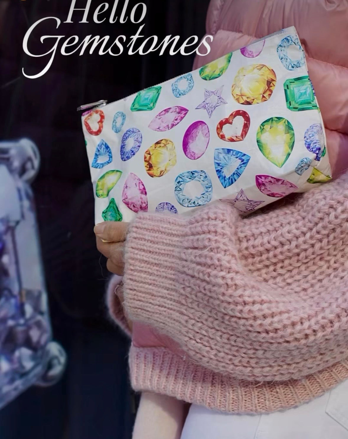 Cosmetic Zipper Pouch - Colorful Gemstones