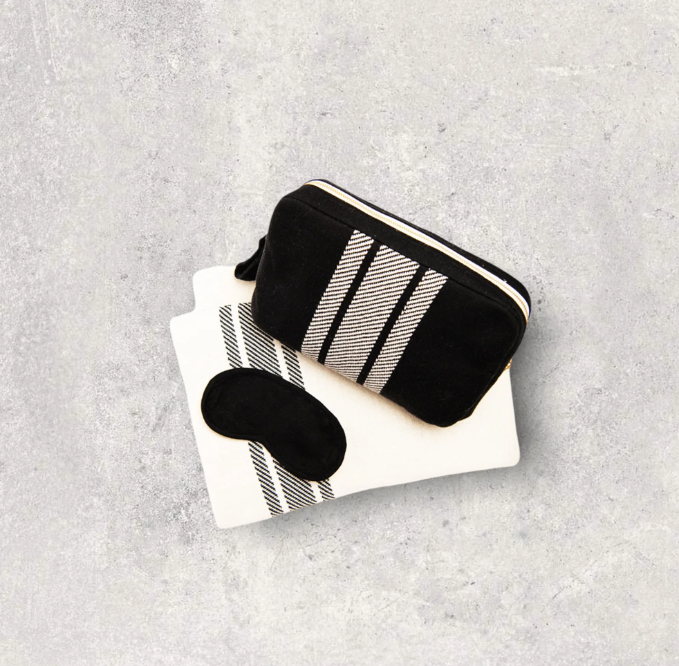 Stripe Black / Natural Travel Set