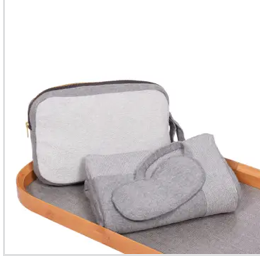 Reversible Solid- Lt Grey Mel/Natural Travel Set