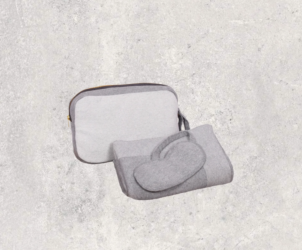 Reversible Solid- Lt Grey Mel/Natural Travel Set