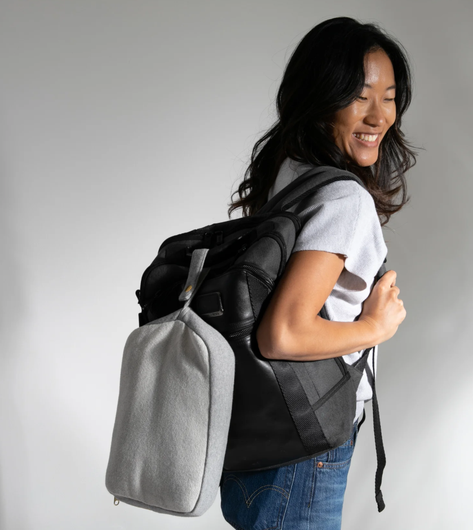 Reversible Solid- Lt Grey Mel/Natural Travel Set