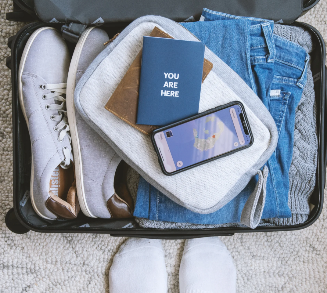 Reversible Solid- Lt Grey Mel/Natural Travel Set