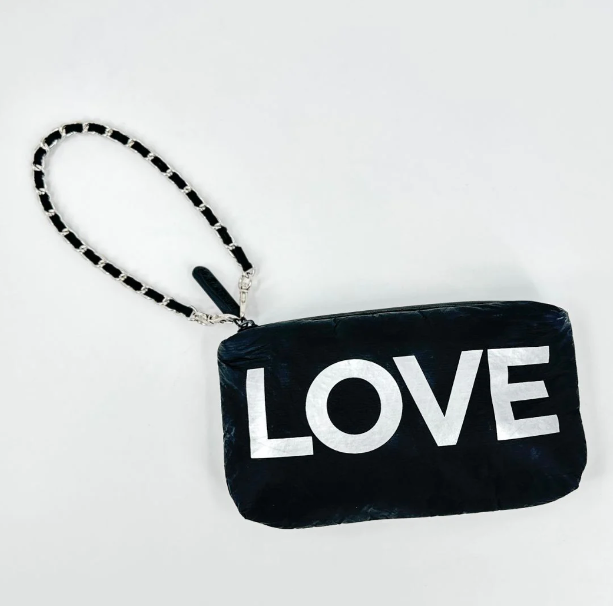 Wristlet Strap - Silver Metal Chain with Black