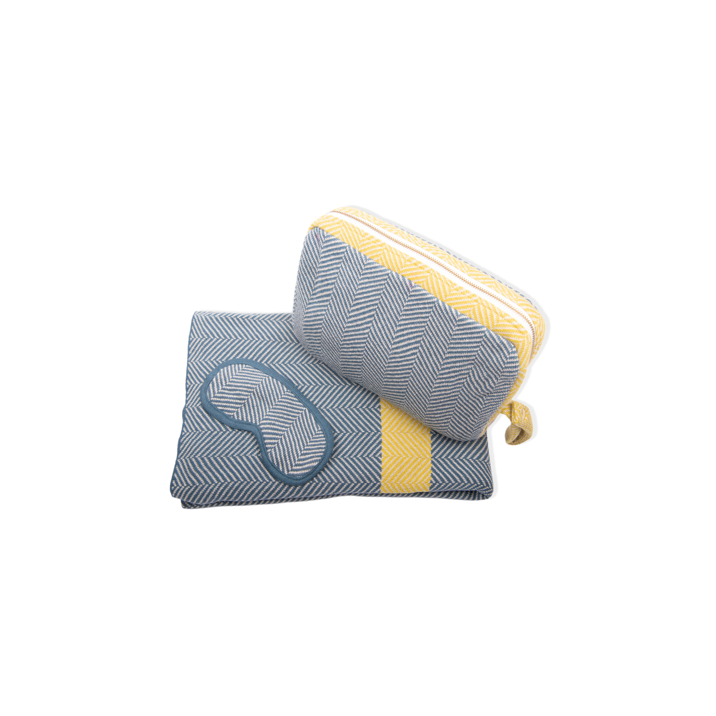 Chevron Stripes - Steel Blue/Pale Whisper Travel Set