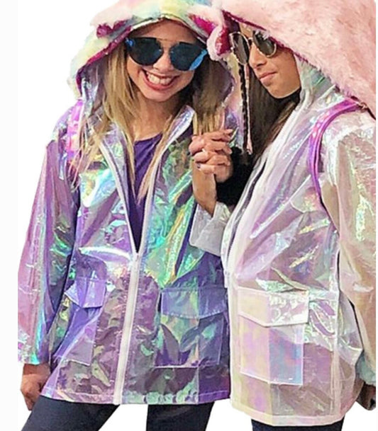 Hooded Iridescent Raincoat
