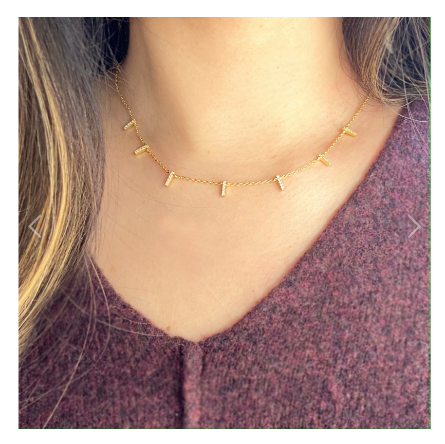 Bar Choker Necklace With Crystals
