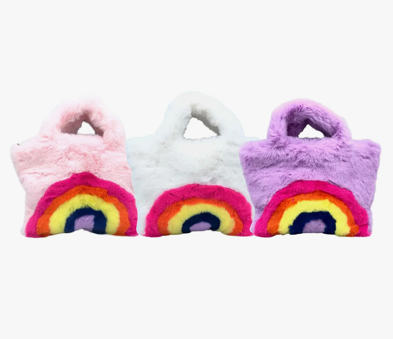 Faux Fur Fuzzy Rainbow Purse