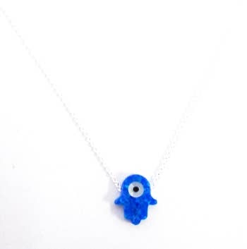 Opal Hamsa Evil Eye Necklace