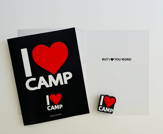 I (Heart) Camp Card With matching shoe charm.