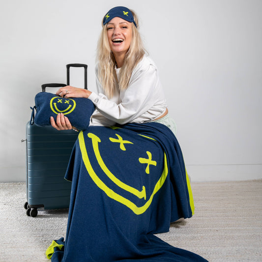 Smiley Cross Eyed - Navy/Neon Yellow Travel Set