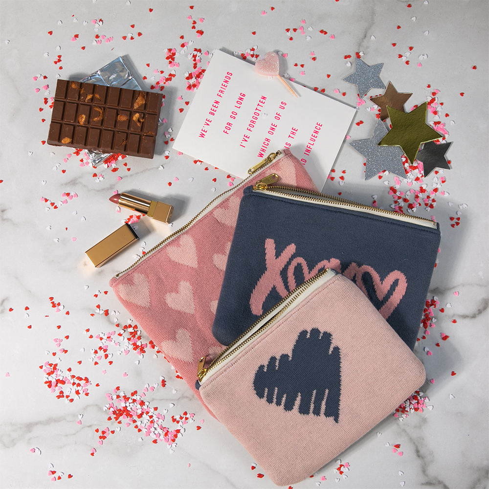 Hearts and Xoxo Travel MakeUp Pouch - Blossom