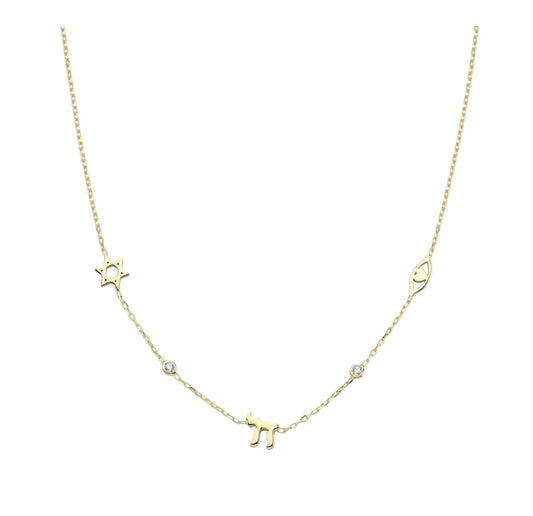 Lucky חי Chai Charms Necklace Gold