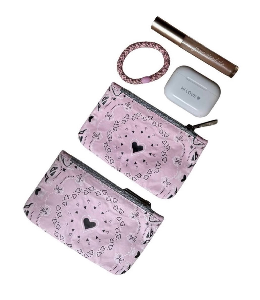 Set of Two Card Pouches - Baby Pink Bandana