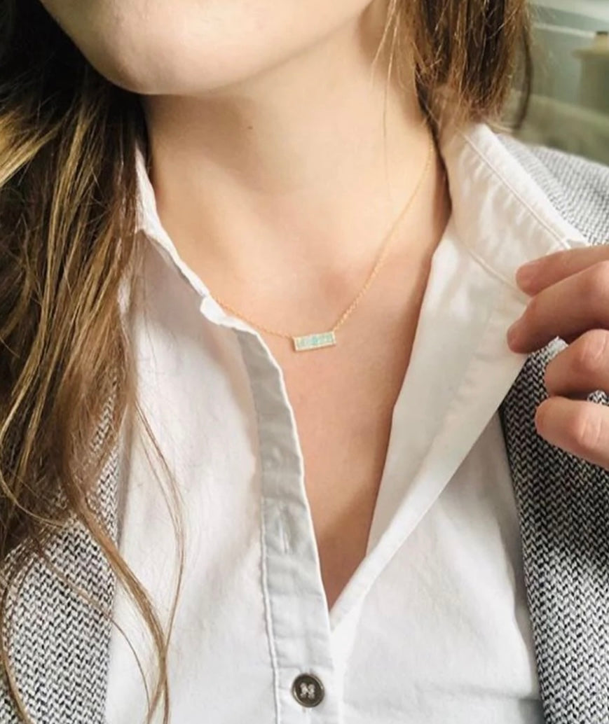 Reflections Opal Bar Necklace White