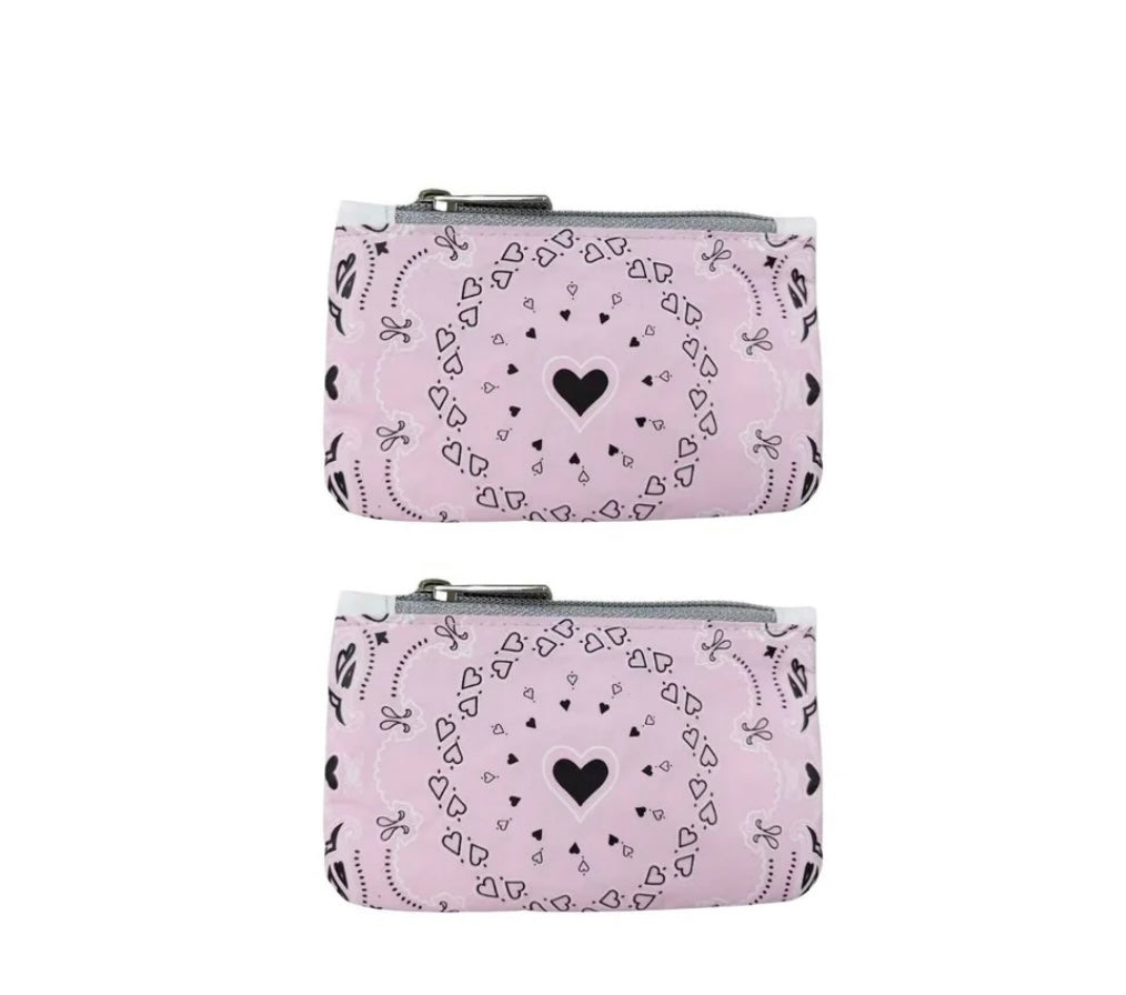 Set of Two Card Pouches - Baby Pink Bandana
