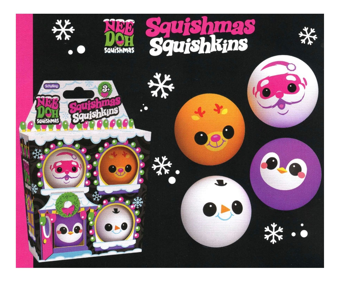 NeeDoh The Groovy Glob 2024 Squishmas Squishkins Stress Ball 4-Pack