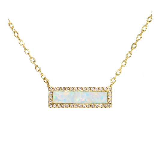 Reflections Opal Bar Necklace White