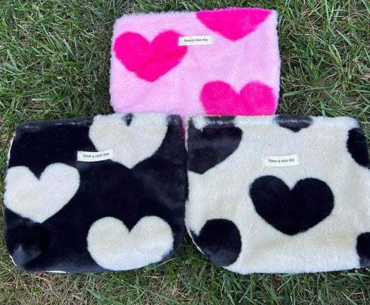 Fuzzy Heart Pouch