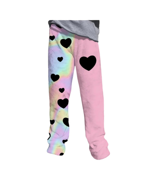 Pastel Tiedye Heart Fuzzy Lounge Pant