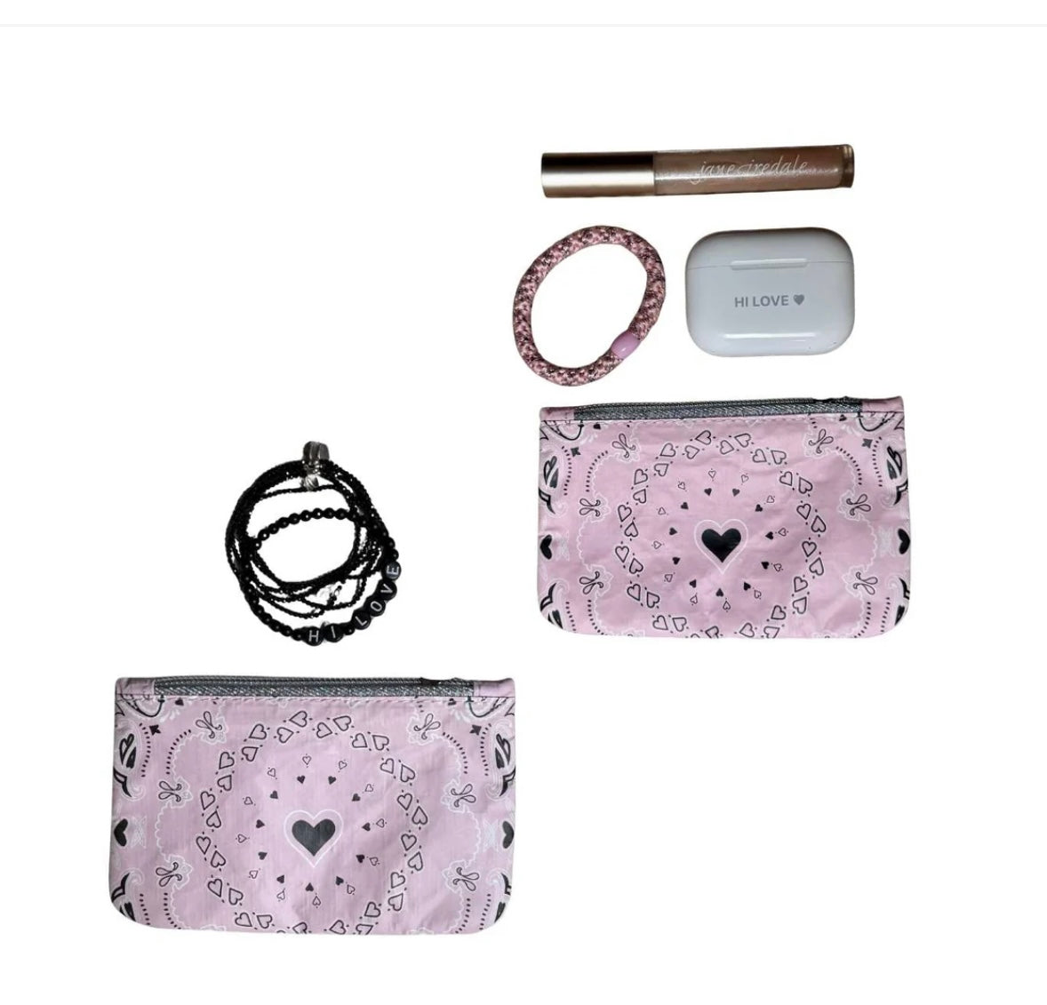 Set of Two Card Pouches - Baby Pink Bandana
