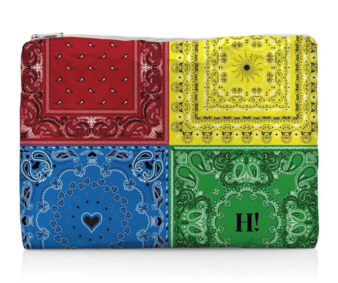 Jumbo Zipper Pouch in Multi-Color Bandana Print