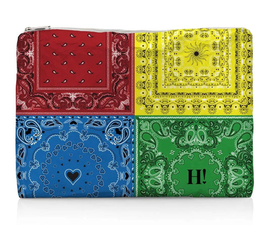 Jumbo Zipper Pouch in Multi-Color Bandana Print