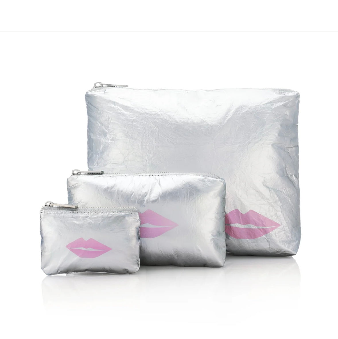 Set of Three Packs- Metallic Silver with Pink Lips - Limited Edition