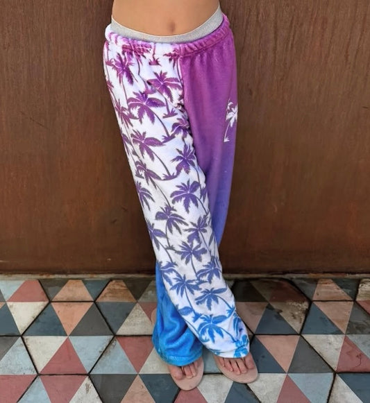 Rainbow Palm Trees Fuzzy Lounge Pant