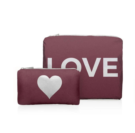Set of Two - Organizational Packs - Shimmer Cabernet with Silver LOVE & Heart