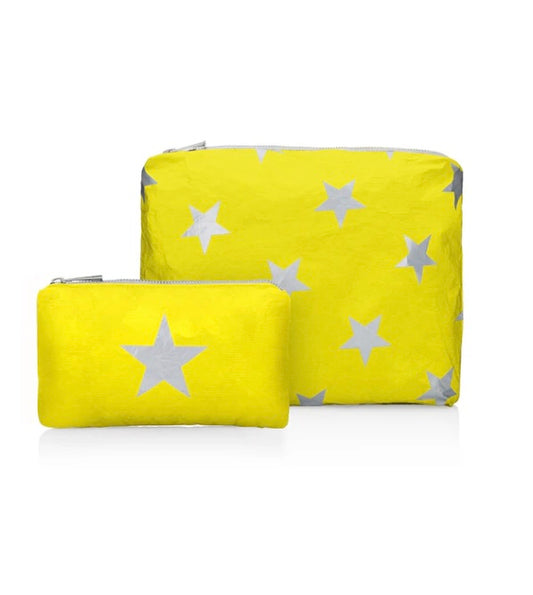 Set of Two - Organizational Packs - Lemon Yellow with Multi Silver Stars