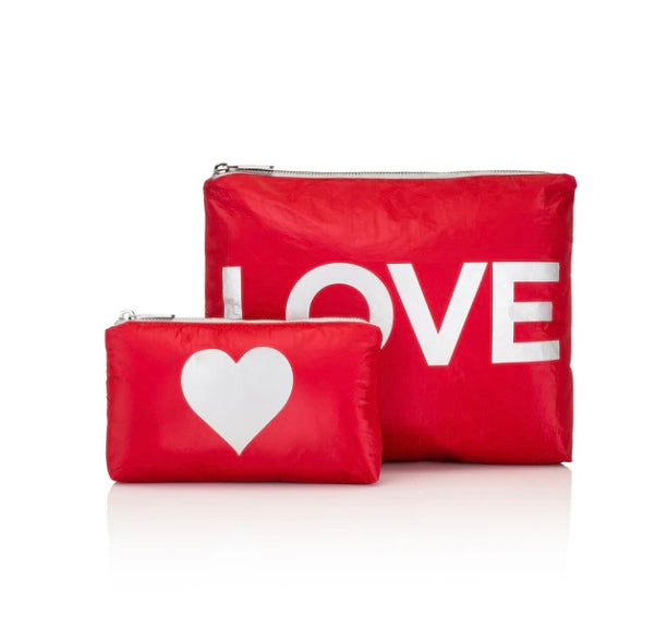 Set of Two - Organizational Packs - Crimson Red with Silver "LOVE" & Heart