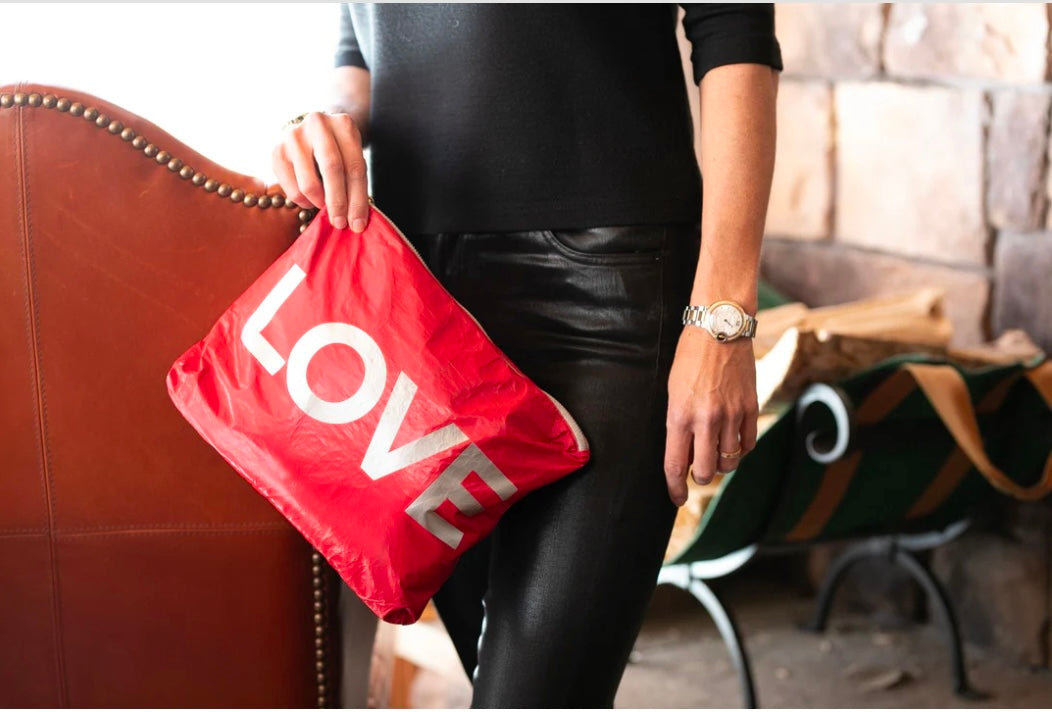 Set of Two - Organizational Packs - Crimson Red with Silver "LOVE" & Heart