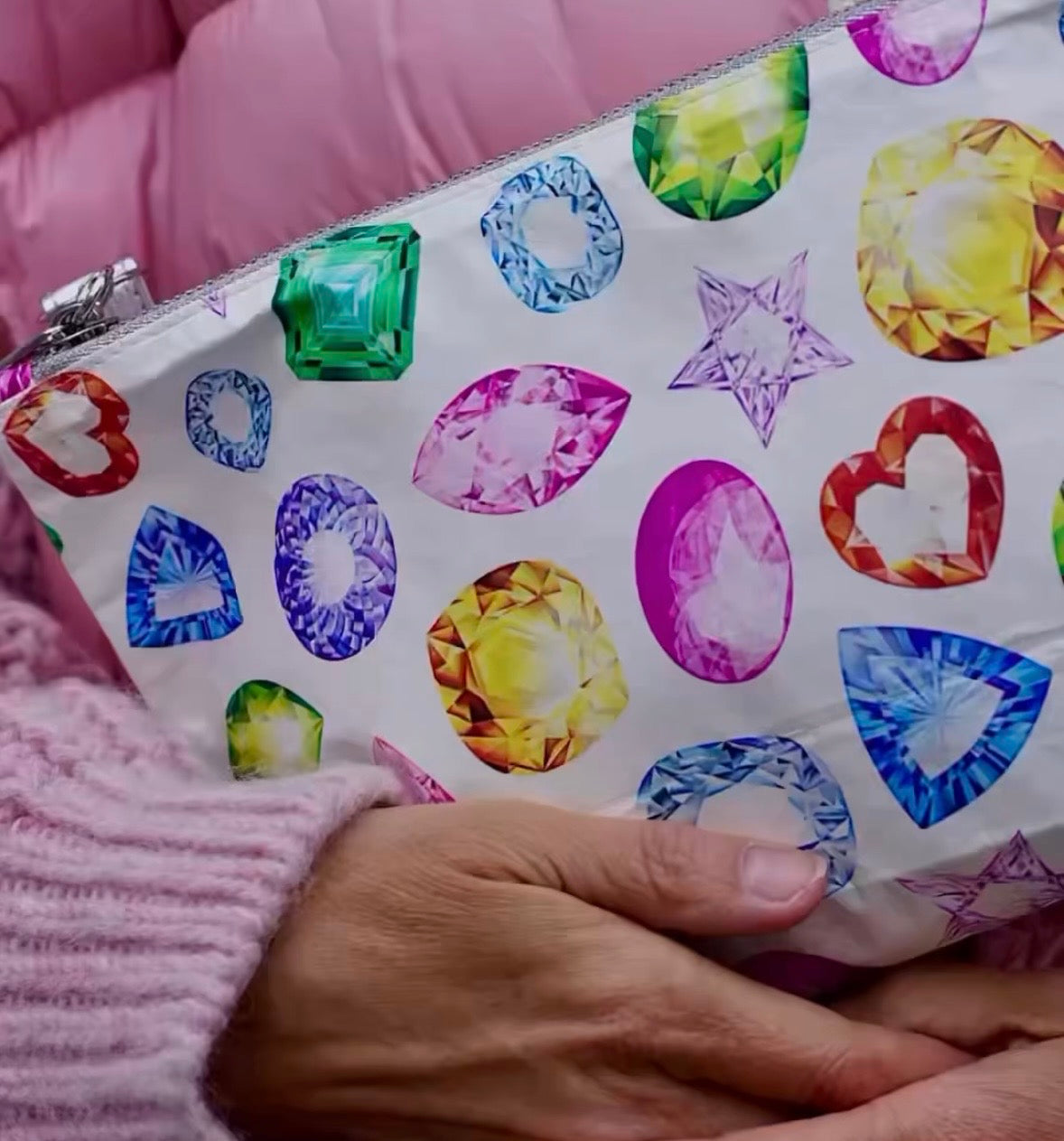 Cosmetic Zipper Pouch - Colorful Gemstones