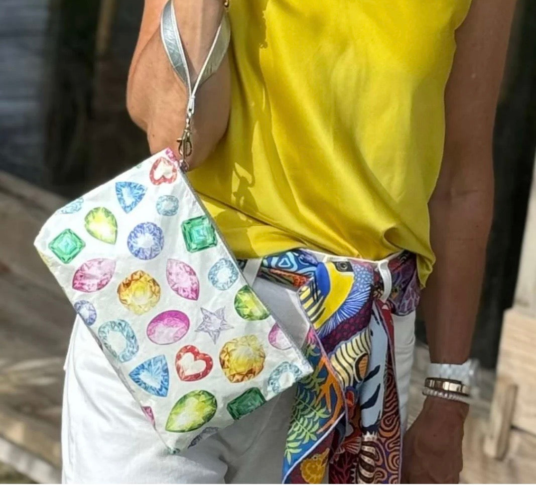 Cosmetic Zipper Pouch - Colorful Gemstones