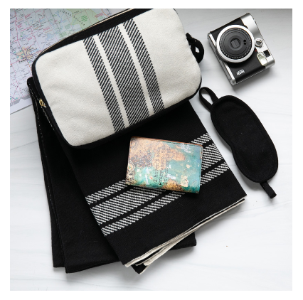 Stripe Black / Natural Travel Set